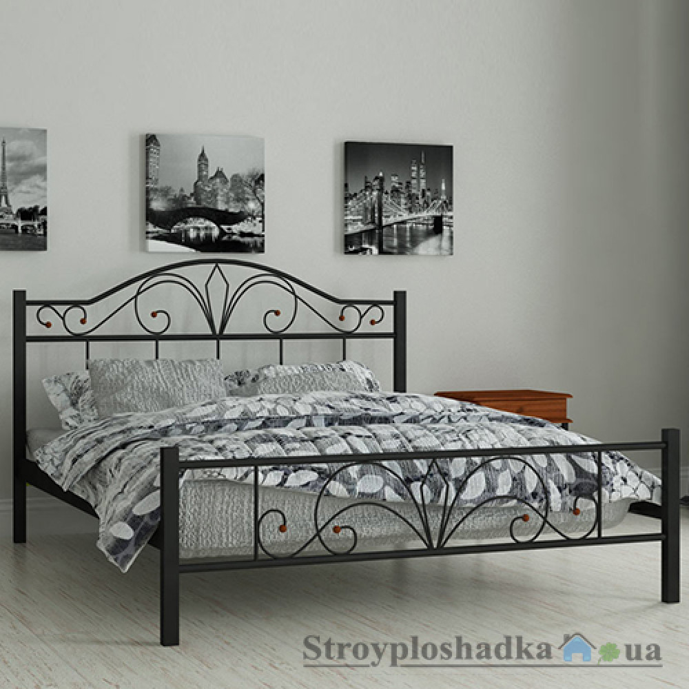 Кровать металлическая Мадера Элиз, 90х200 см, основа - деревянные ламели, черная