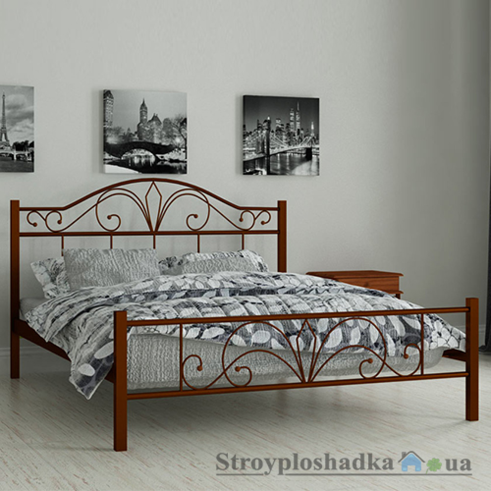 Кровать металлическая Мадера Элиз, 160х200 см, основа - металлические трубки, коричневая