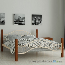 Кровать металлическая Мадера Фелисити, 80х190 см, основа - деревянные ламели, бежевая