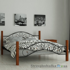 Ліжко металеве Мадера Фелісіті, 120х180 см, основа - дерев′яні ламелі, чорне