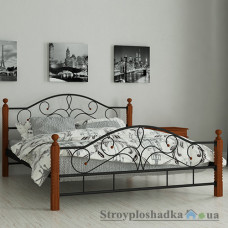 Ліжко металеве Мадера Гледіс, 120х190 см, основа - дерев′яні ламелі, чорне