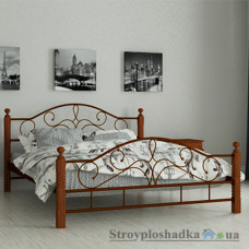 Кровать металлическая Мадера Гледис, 120х190 см, основа - деревянные ламели, коричневая