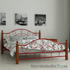 Кровать металлическая Мадера Гледис, 120х190 см, основа - деревянные ламели, красная