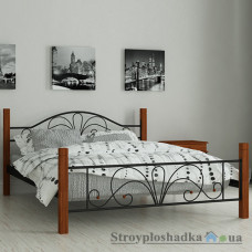 Кровать металлическая Мадера Изабелла, 90х200 см, основа - деревянные ламели, черная