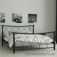Ліжко металеве Мадера Кіра, 120х190 см, основа - дерев′яні ламелі, чорне