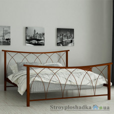 Кровать металлическая Мадера Кира, 160х190 см, основа - деревянные ламели, коричневая