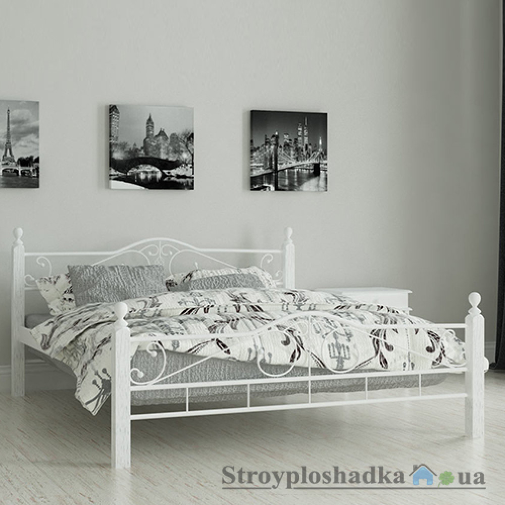Кровать металлическая Мадера ″Мадера″, 80х200 см, основа - деревянные ламели, белая
