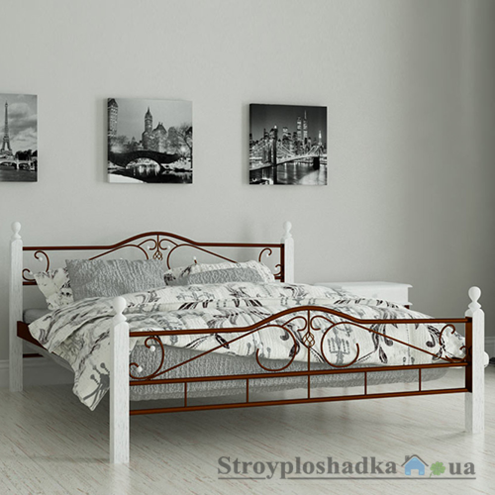 Кровать металлическая Мадера ″Мадера″, 80х200 см, основа - металлические трубки, коричневая