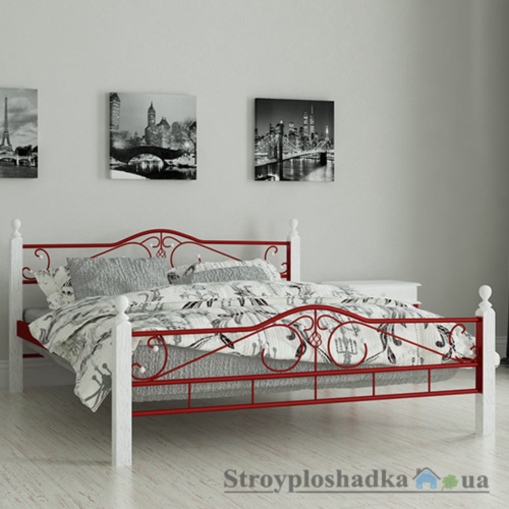 Кровать металлическая Мадера ″Мадера″, 120х200 см, основа - металлические трубки, красная