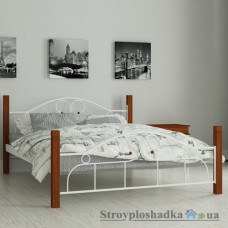 Кровать металлическая Мадера Принцесса, 180х190 см, основа - деревянные ламели, белая