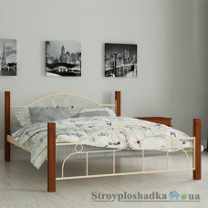 Кровать металлическая Мадера Принцесса, 90х200 см, основа - деревянные ламели, бежевая
