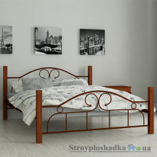 Кровать металлическая Мадера Принцесса, 120х190 см, основа - деревянные ламели, коричневая