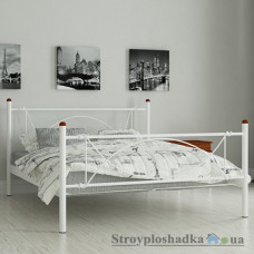 Кровать металлическая Мадера Роуз, 80х200 см, основа - деревянные ламели, белая