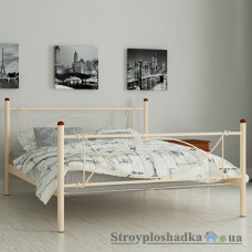 Кровать металлическая Мадера Роуз, 80х200 см, основа - деревянные ламели, бежевая