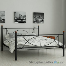 Ліжко металеве Мадера Роуз, 140х190 см, основа - дерев′яні ламелі, чорне