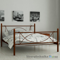 Кровать металлическая Мадера Роуз, 80х200 см, основа - деревянные ламели, коричневая