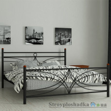Ліжко металеве Мадера Тіффані, 120х190 см, основа - дерев′яні ламелі, чорне