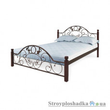Ліжко Метал дізайн Франческа, 160х100х210 см, метал/дерево, чорний бархат/яблуня
