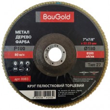 Пелюстковий шліфувальний круг Т27, BauGold, 180*22,23 Р100