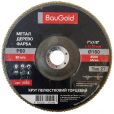 Пелюстковий шліфувальний круг Т27, BauGold, 180*22,23 Р60