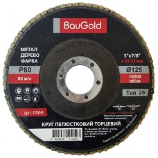 Пелюстковий шліфувальний круг Т29, BauGold, 125*22,23 Р80