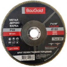 Пелюстковий шліфувальний круг Т29, BauGold, 180*22,23 Р40