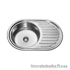 Кухонна мийка Delfi DF7750E врізна, товщина 0.8 мм, декор