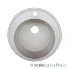 Кухонна мийка з граніту Platinum 510, товщина 1.0-1.5 мм, біла, без сифона