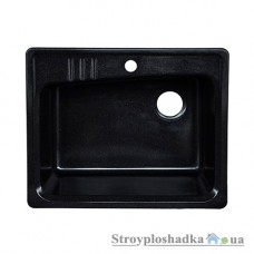 Кухонная мойка из гранита Platinum 6151, толщина 1.0-1.5 мм, черная, без сифона