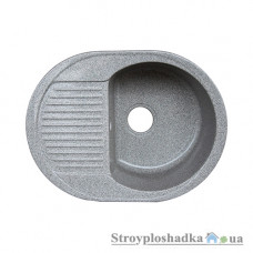 Кухонна мийка з граніту Platinum 6247, товщина 1.0-1.5 мм, сіра, без сифона