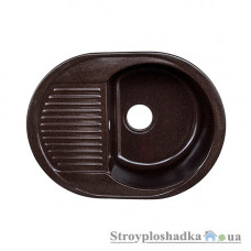 Кухонна мийка з граніту Platinum 6247, товщина 1.0-1.5 мм, шоколад, без сифона