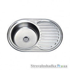 Кухонна мийка Platinum 7750, товщина 0.6 мм, сатин