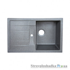 Кухонна мийка з граніту Platinum 7850, товщина 1.0-1.5 мм, сіра, без сифона