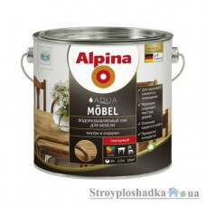 Лак для мебели Alpina Aqua Mobel, глянцевый, акриловый, прозрачный, 0.75 л