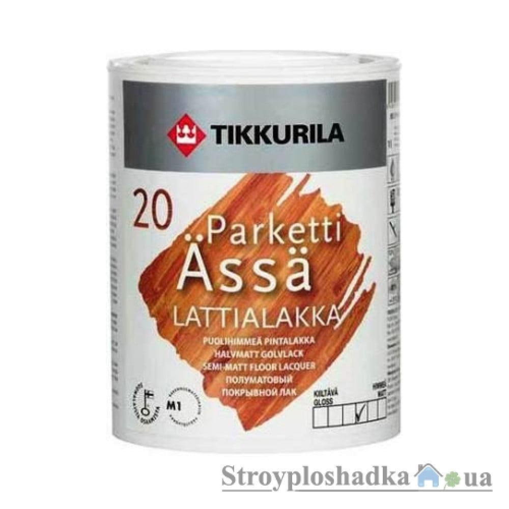 Лак паркетный Tikkurila Parketti Assa, полуматовый, акрил-уретановый, 5 л