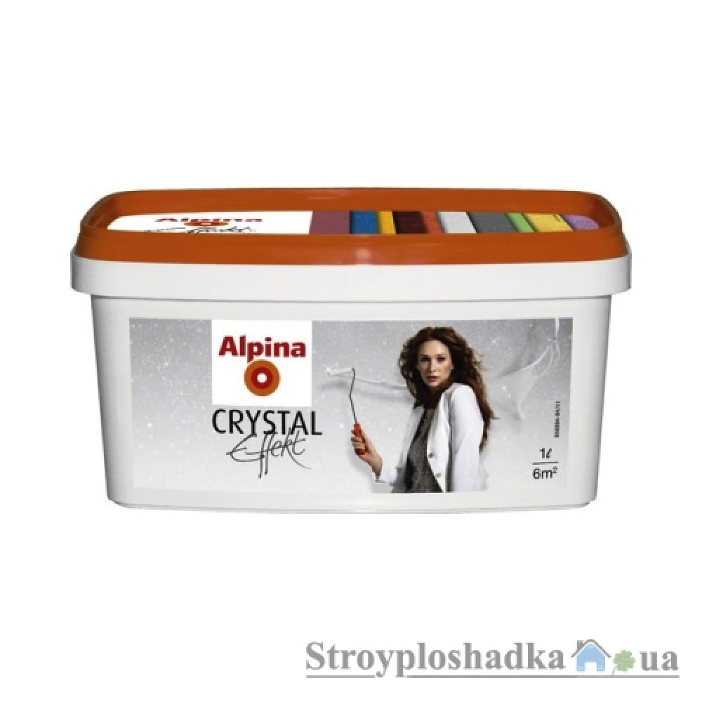 Лазурь Alpina Crystal Effekt, с блестками, разноцветная, 1 л