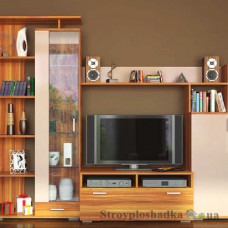Мебельная стенка для гостиной Сокме Поло, 290х46,5х206 см, слива/макиато 