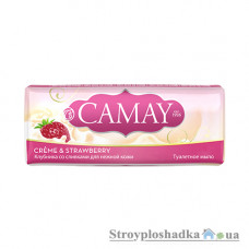 Мило туалетне Camay Creme and Strawberry, з ароматом полуниці з вершками, 90 г