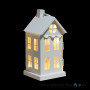 Новорічний декор Luca Lighting Будиночок білий, статика, голографічний ефект, метал/скло, батарейки AA (371931)