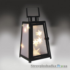 Новорічний декор Luca Lighting Ліхтар чорний 25 см, статика, голографічний ефект, метал/скло, батарейки AA (371942)
