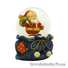Сувенир Новогодько Дед Мороз на мешке, водный шар d-65 мм (520399)