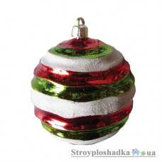 Іграшка Новогодько Куля, d-8 см, біла з червоними та зеленими смугами, 2 шт (972159)