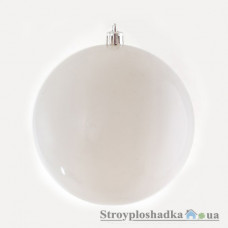 Новогодняя игрушка Новогодько, шар d-10 cм, белый блестящий, пластик (972398)