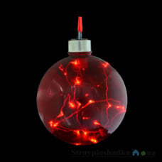 Игрушка Новогодько Шар, d-10 см, красный, с LED-нитью, 15 лампочек