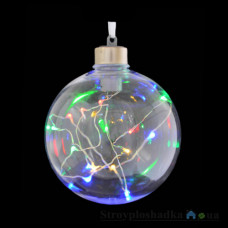 Игрушка Новогодько Шар, d-10 см, прозрачный, с LED-нитью, 15 лампочек, многоцветные