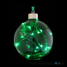 Игрушка Новогодько Шар, d-10 см, зелёный, с LED-нитью, 15 лампочек