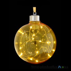 Игрушка Новогодько Шар, d-10 см, желтый, с LED-нитью, 15 лампочек