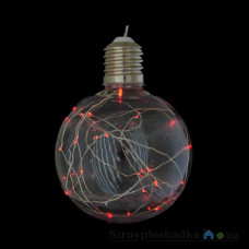 Игрушка Новогодько Шар, d-13 см, прозрачный, с LED-нитью, 25 лампочек, красные