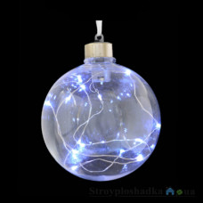 Игрушка Новогодько Шар, d-13 см, прозрачный, с LED-нитью, 25 лампочек, синие