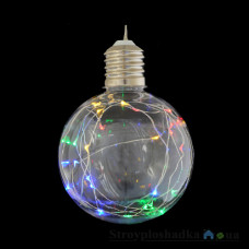 Игрушка Новогодько Шар, d-13 см, прозрачный, с LED-нитью, 25 лампочек, многоцветные